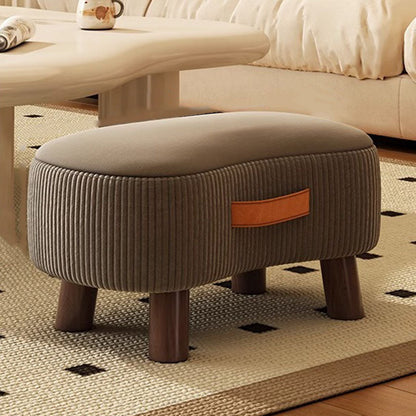Contemporary Scandinavian Synthetic Fabric Solid Wood Soap-Shaped Cylinder Low Stool For Living Room