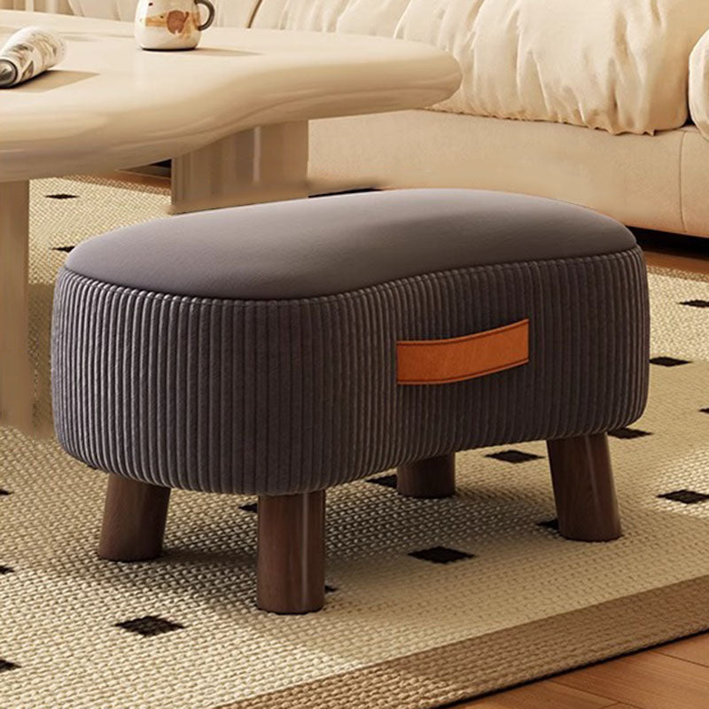 Contemporary Scandinavian Synthetic Fabric Solid Wood Soap-Shaped Cylinder Low Stool For Living Room