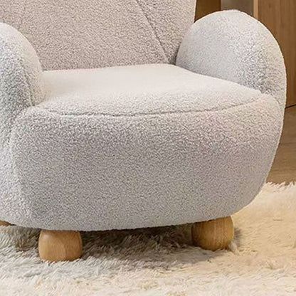 Modern Art Deco Sherpa Fabric Mixed Hardwood Bear-Shaped Accent Chair With Armrests & Backrest For Living Room