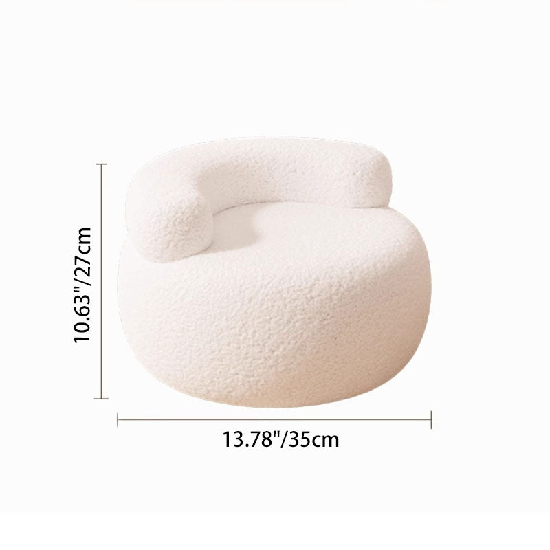 Modern Minimalist Sherpa Fabric Solid Wood Curved Round Low Stool With Backrest For Living Room