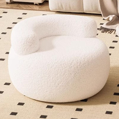 Modern Minimalist Sherpa Fabric Solid Wood Curved Round Low Stool With Backrest For Living Room