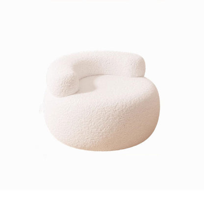 Modern Minimalist Sherpa Fabric Solid Wood Curved Round Low Stool With Backrest For Living Room