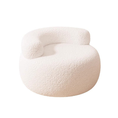 Modern Minimalist Sherpa Fabric Solid Wood Curved Round Low Stool With Backrest For Living Room
