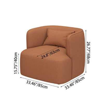 Contemporary Scandinavian Sherpa Fabric Velvet Solid Wood Rounded Square Accent Chair With Backrest For Living Room
