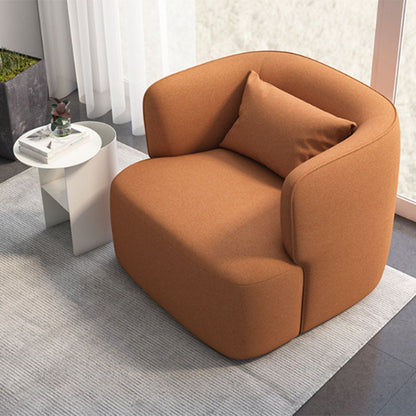 Contemporary Scandinavian Sherpa Fabric Velvet Solid Wood Rounded Square Accent Chair With Backrest For Living Room