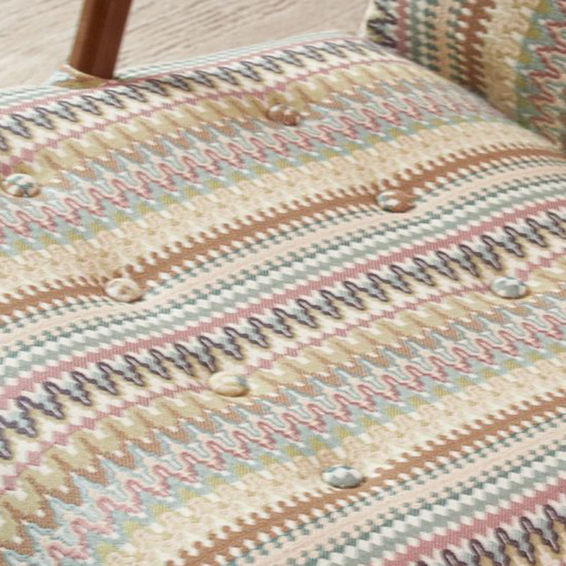 Traditional Japanese Linen Solid Wood Rounded Square Rocking Chair With Armrest Backrest For Living Room