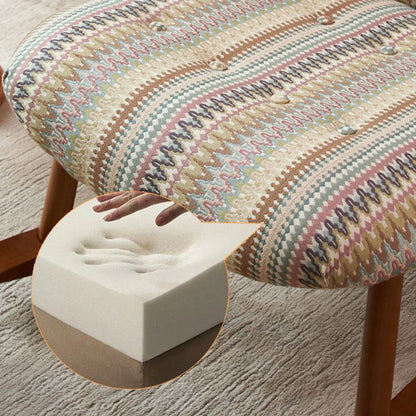 Traditional Japanese Linen Solid Wood Rounded Square Rocking Chair With Armrest Backrest For Living Room