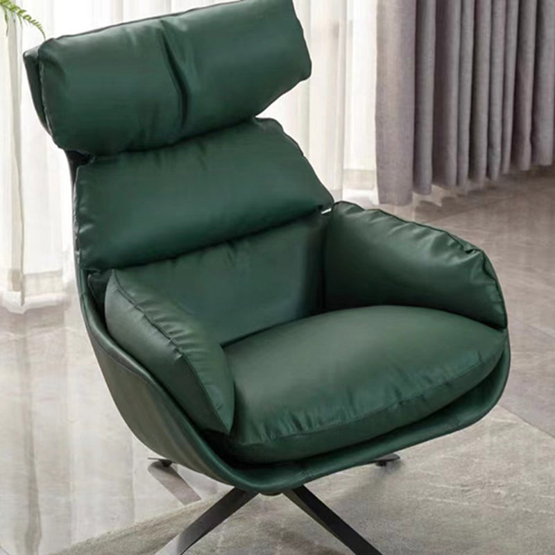Contemporary Scandinavian Velvet Microfiber Leather Carbon Steel Swivel Curved Accent Chair With Backrest For Living Room