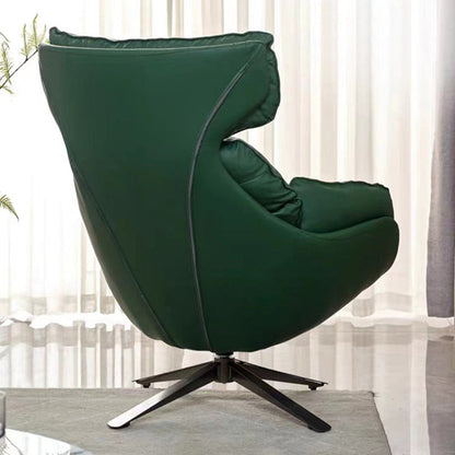 Contemporary Scandinavian Velvet Microfiber Leather Carbon Steel Swivel Curved Accent Chair With Backrest For Living Room