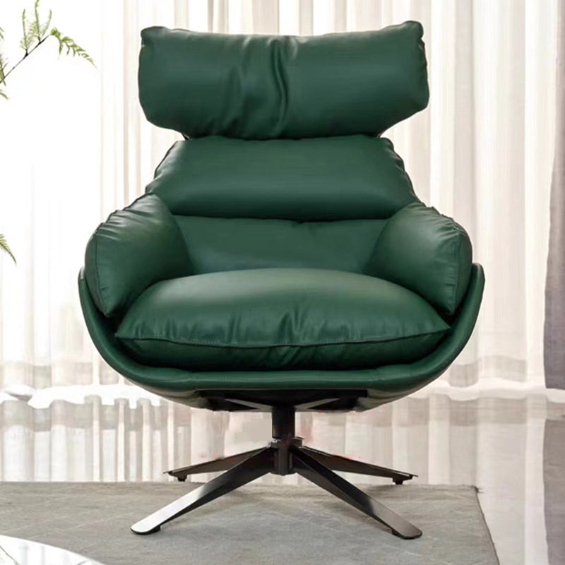 Contemporary Scandinavian Velvet Microfiber Leather Carbon Steel Swivel Curved Accent Chair With Backrest For Living Room