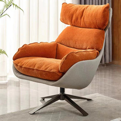Contemporary Scandinavian Velvet Microfiber Leather Carbon Steel Swivel Curved Accent Chair With Backrest For Living Room