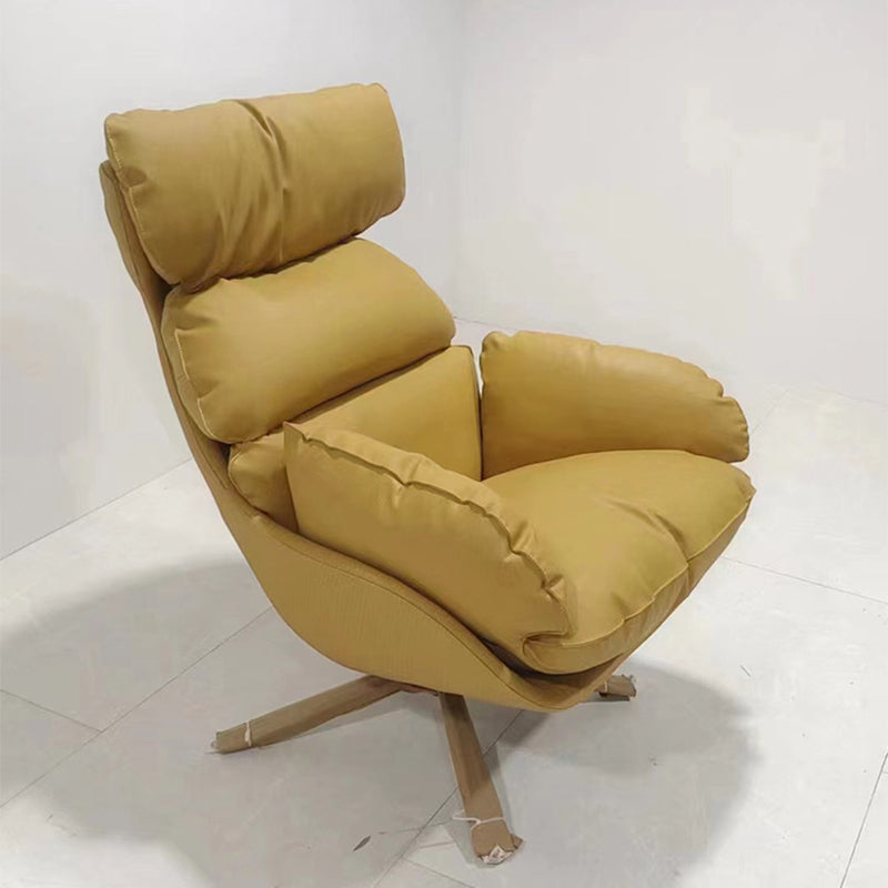 Contemporary Scandinavian Velvet Microfiber Leather Carbon Steel Swivel Curved Accent Chair With Backrest For Living Room