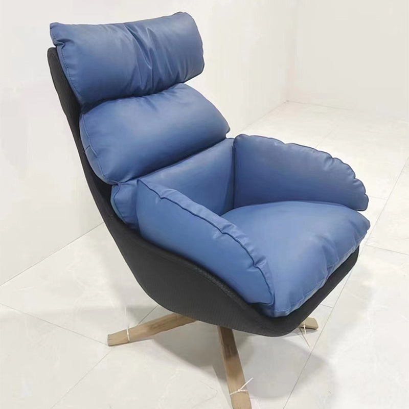 Contemporary Scandinavian Velvet Microfiber Leather Carbon Steel Swivel Curved Accent Chair With Backrest For Living Room