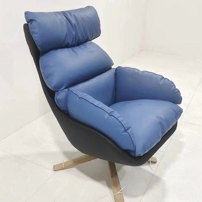 Contemporary Scandinavian Velvet Microfiber Leather Carbon Steel Swivel Curved Accent Chair With Backrest For Living Room