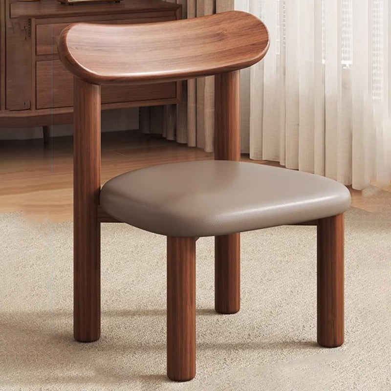 Traditional Chinese Faux Leather Pine Wood Curved Cylindrical Low Stool With Backrest For Living Room