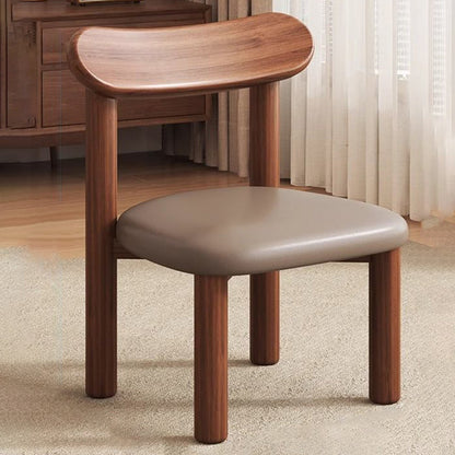 Traditional Chinese Faux Leather Pine Wood Curved Cylindrical Low Stool With Backrest For Living Room