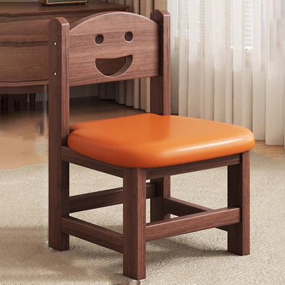 Traditional Chinese Faux Leather Pine Wood Curved Cylindrical Low Stool With Backrest For Living Room