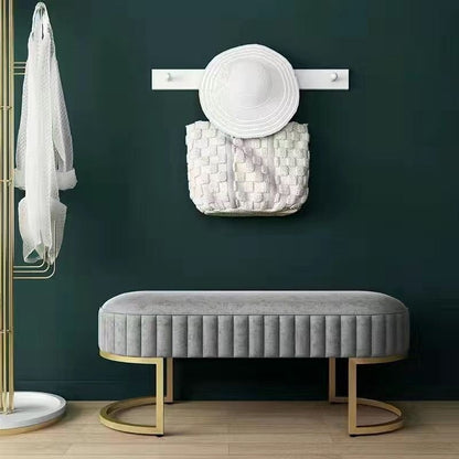 Modern Luxury Velvet Metal Long-Oval Shoe Bench For Living Room