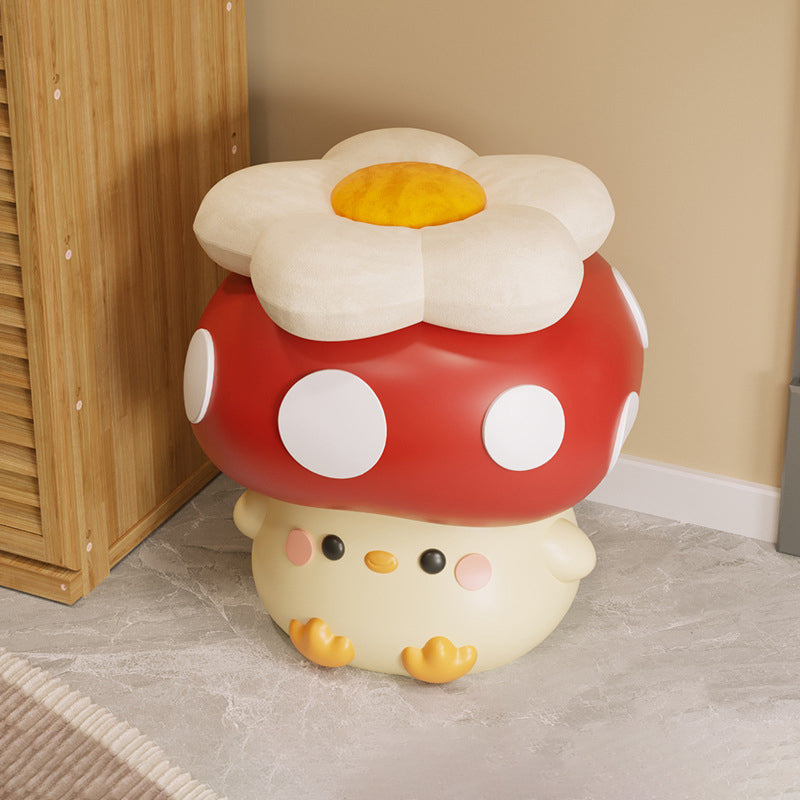Modern Art Deco Resin Mushroom-Shaped Shoe Bench For Living Room