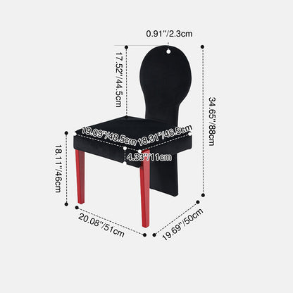 Contemporary Scandinavian Velvet Rubberwood Square Curved Vanity Chair With Backrest For Bedroom