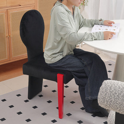 Contemporary Scandinavian Velvet Rubberwood Square Curved Vanity Chair With Backrest For Bedroom