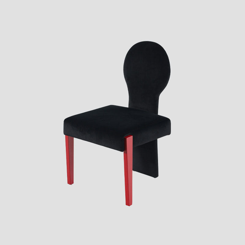 Contemporary Scandinavian Velvet Rubberwood Square Curved Vanity Chair With Backrest For Bedroom