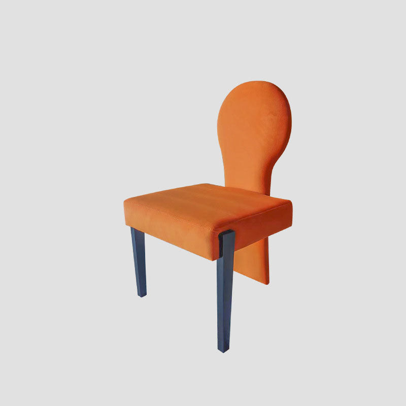 Contemporary Scandinavian Velvet Rubberwood Square Curved Vanity Chair With Backrest For Bedroom