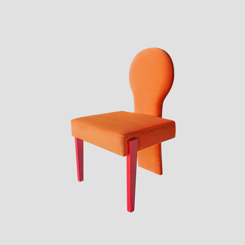 Contemporary Scandinavian Velvet Rubberwood Square Curved Vanity Chair With Backrest For Bedroom
