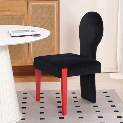 Contemporary Scandinavian Velvet Rubberwood Square Curved Vanity Chair With Backrest For Bedroom