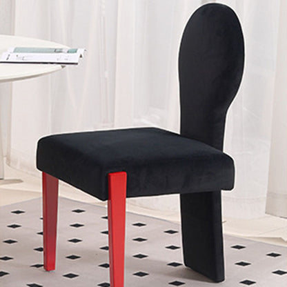 Contemporary Scandinavian Velvet Rubberwood Square Curved Vanity Chair With Backrest For Bedroom