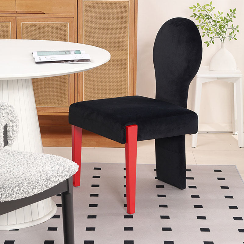 Contemporary Scandinavian Velvet Rubberwood Square Curved Vanity Chair With Backrest For Bedroom
