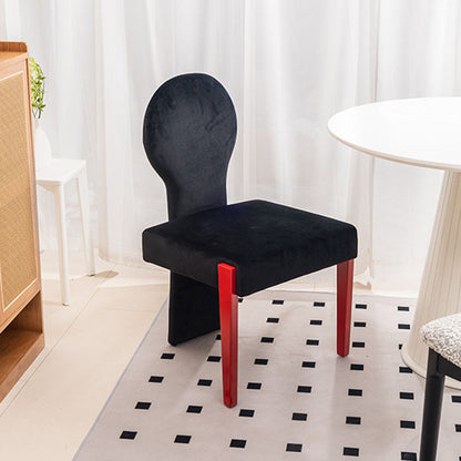 Contemporary Scandinavian Velvet Rubberwood Square Curved Vanity Chair With Backrest For Bedroom