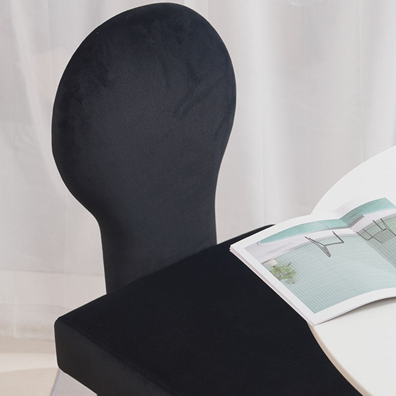 Contemporary Scandinavian Velvet Rubberwood Square Curved Vanity Chair With Backrest For Bedroom