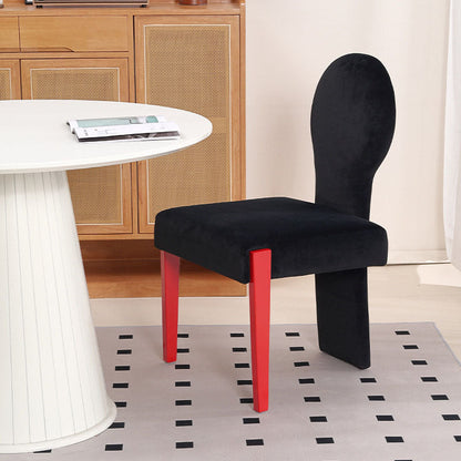 Contemporary Scandinavian Velvet Rubberwood Square Curved Vanity Chair With Backrest For Bedroom