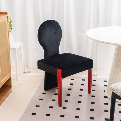 Contemporary Scandinavian Velvet Rubberwood Square Curved Vanity Chair With Backrest For Bedroom
