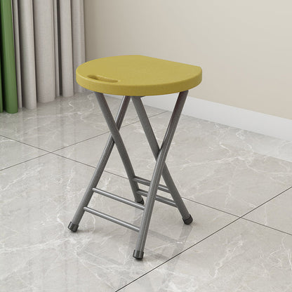 Modern Minimalist PP Iron Round X-Shaped Folding Chair For Living Room