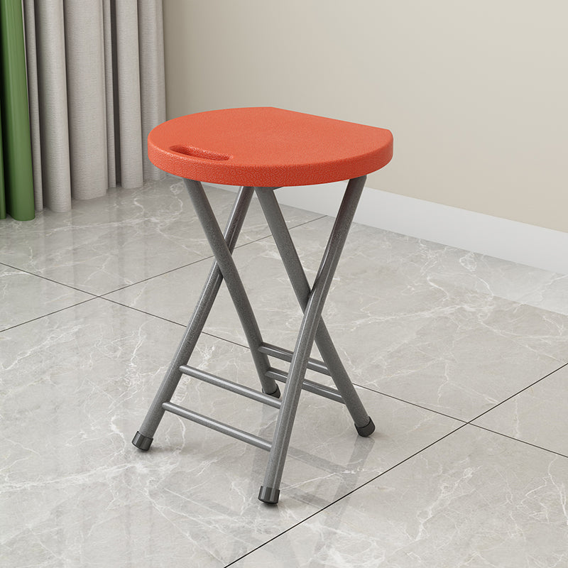 Modern Minimalist PP Iron Round X-Shaped Folding Chair For Living Room