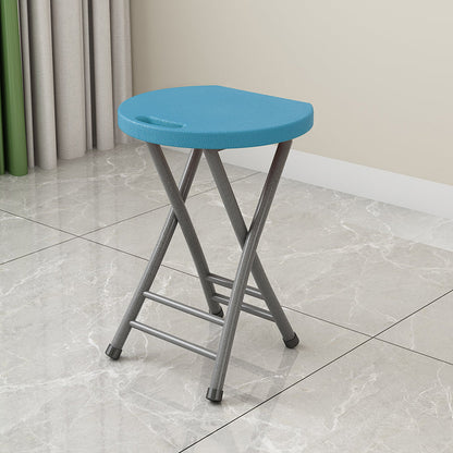 Modern Minimalist PP Iron Round X-Shaped Folding Chair For Living Room