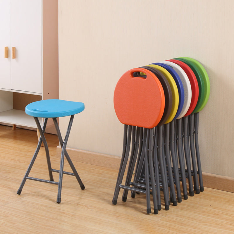 Modern Minimalist PP Iron Round X-Shaped Folding Chair For Living Room