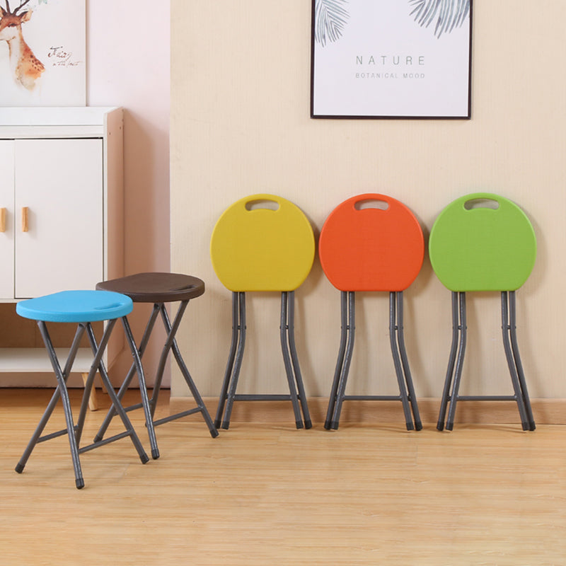 Modern Minimalist PP Iron Round X-Shaped Folding Chair For Living Room