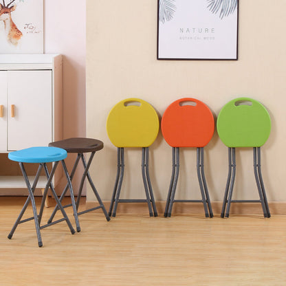 Modern Minimalist PP Iron Round X-Shaped Folding Chair For Living Room
