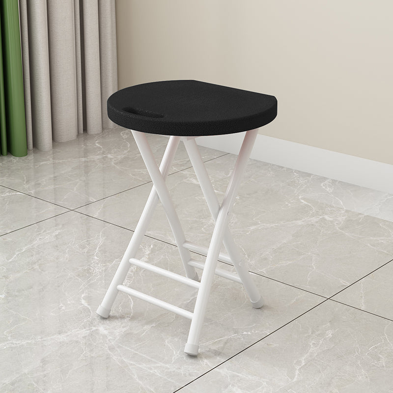 Modern Minimalist PP Iron Round X-Shaped Folding Chair For Living Room