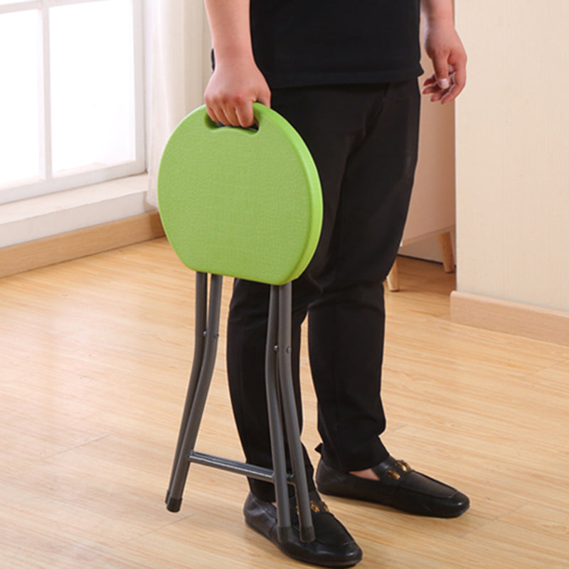 Modern Minimalist PP Iron Round X-Shaped Folding Chair For Living Room