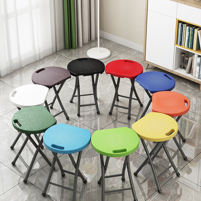 Modern Minimalist PP Iron Round X-Shaped Folding Chair For Living Room