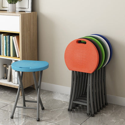 Modern Minimalist PP Iron Round X-Shaped Folding Chair For Living Room