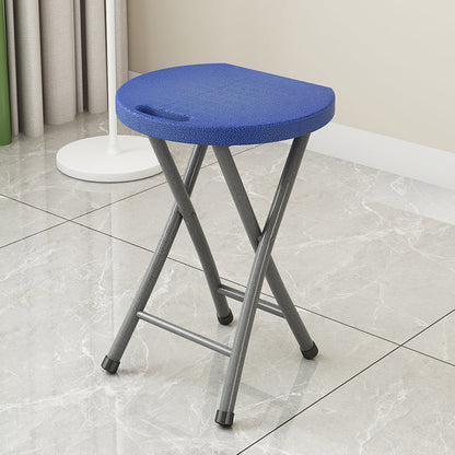 Modern Minimalist PP Iron Round X-Shaped Folding Chair For Living Room