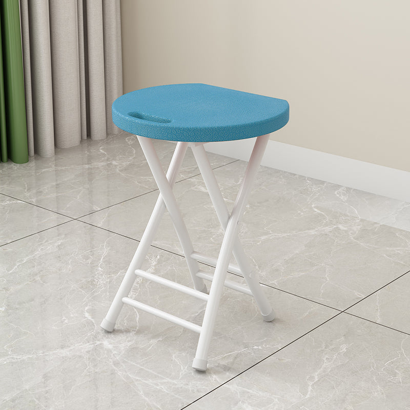 Modern Minimalist PP Iron Round X-Shaped Folding Chair For Living Room