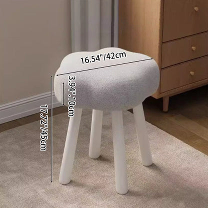 Modern Art Deco Sherpa Fabric Solid Wood Cloud Round Low Stool For Living Room