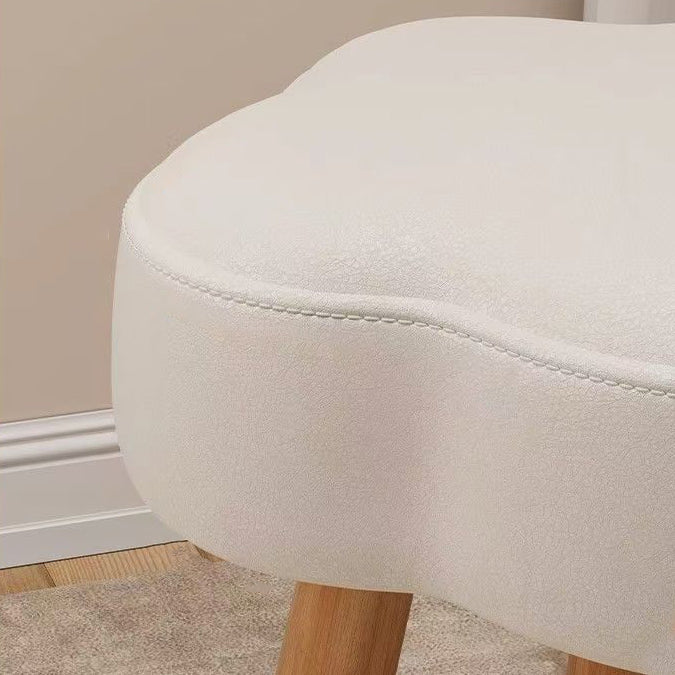 Modern Art Deco Sherpa Fabric Solid Wood Cloud Round Low Stool For Living Room