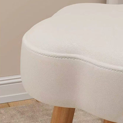 Modern Art Deco Sherpa Fabric Solid Wood Cloud Round Low Stool For Living Room